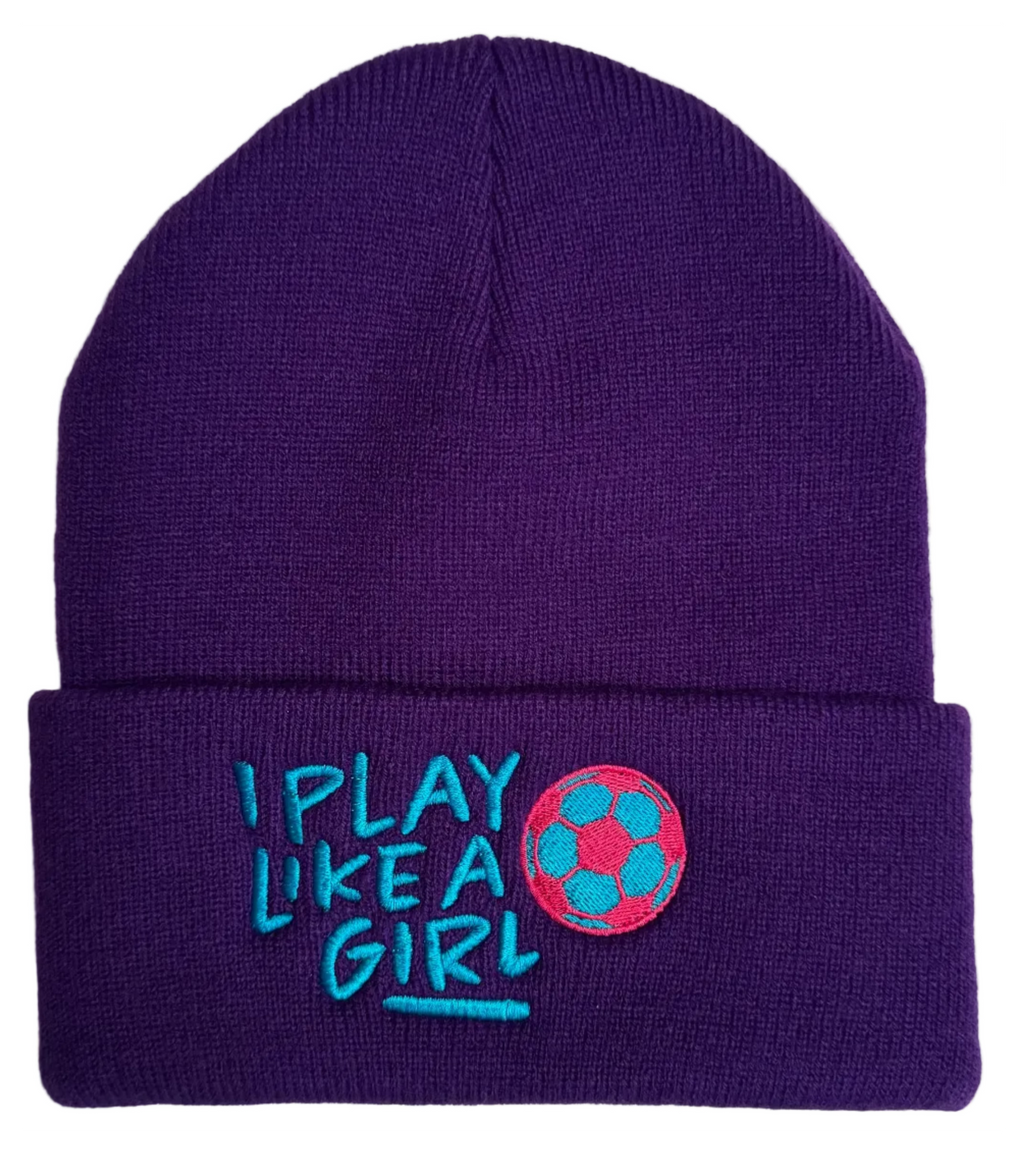 I Play Like a Girl Soccer Knit Beanie